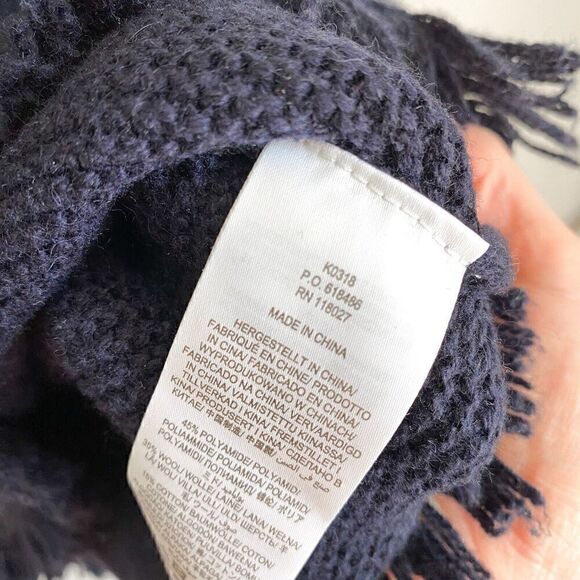 Boden Navy Blue Fringe-Trim Sweater Womens US 14 Wool Alpaca Knit Blend K0318 - Picture 7 of 8